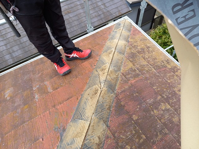 棟板金と貫板に撤去